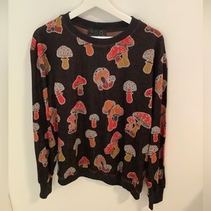 NY77 mushroom sweater sparkle stitching size L/XL long sleeve